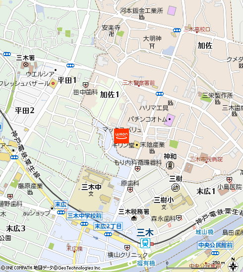 マックスバリュ三木北店付近の地図